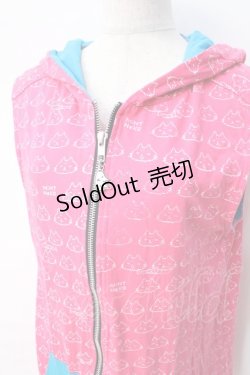 画像4: MINT NeKO / ねこじろう総柄ノースリーブパーカー  ピンク×サックス Y-25-08-31-027-HN-TO-SZ-ZY