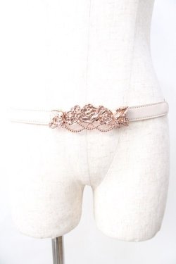 画像2: axes femme / ローズデザイン細ゴムベルト  ピンクゴールド Y-25-09-01-007-AX-ZA-SZ-ZY