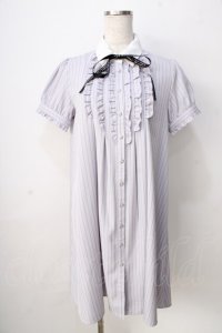 axes femme POETIQUE / メッセージリボン半袖ワンピース  ラベンダー Y-25-09-01-062-AX-OP-SZ-ZT113