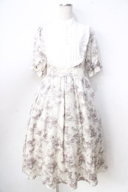 画像1: m petit by misako / トワルドジュイワンピース  中灰 Y-25-09-01-065-LO-OP-SZ-ZY