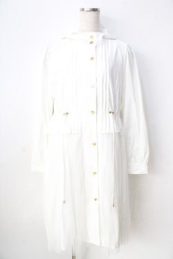 画像1: axes femme POETIQUE / チュール使いロングパーカー  白 Y-25-09-01-066-AX-OP-SZ-ZY
