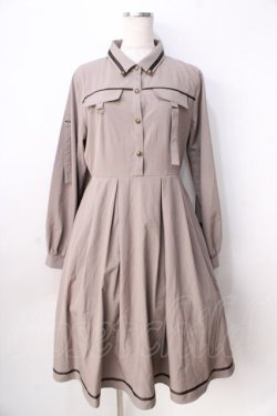 画像1: axes femme / ミリタリー風シャツワンピース  ベージュ Y-25-09-01-068-AX-OP-SZ-ZY