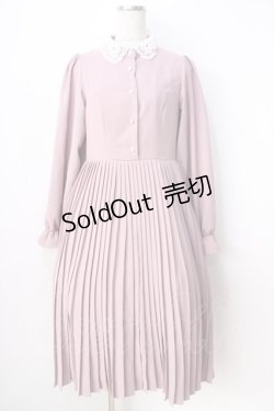 画像1: m petit by misako / レース襟プリーツワンピース  ピンク Y-25-09-01-071-LO-OP-SZ-ZY