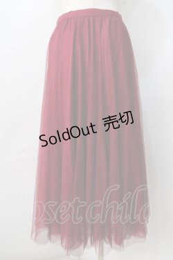 画像2: axes femme / ロングチュールスカート  ワイン Y-25-09-01-085-AX-SK-SZ-ZY