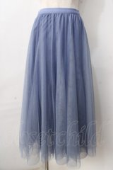 axes femme / ロングチュールスカート  サックス Y-25-09-01-086-AX-SK-SZ-ZT179