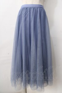 axes femme / ロングチュールスカート  サックス Y-25-09-01-086-AX-SK-SZ-ZT179