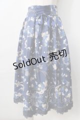 axes femme / ローズリース柄スカート  紺 Y-25-09-01-087-AX-SK-SZ-ZI