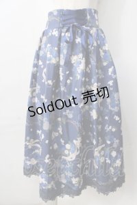 axes femme / ローズリース柄スカート  紺 Y-25-09-01-087-AX-SK-SZ-ZI