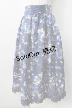 画像1: axes femme / ローズリース柄スカート  紺 Y-25-09-01-087-AX-SK-SZ-ZI