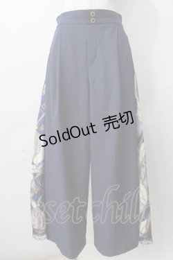 画像1: axes femme / スカーフ切替ワイドパンツ  紺 Y-25-09-01-089-AX-PA-SZ-ZY