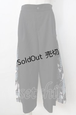 画像1: axes femme / スカーフ切替ワイドパンツ  黒 Y-25-09-01-090-AX-PA-SZ-ZY