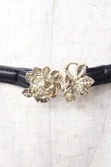 axes femme / ローズデザイン細ベルト  黒 Y-25-09-01-013-AX-ZA-SZ-ZT487-F005