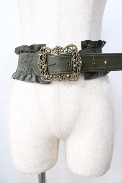 画像1: axes femme / クラシカルバックルベルト  カーキ Y-25-09-01-014-AX-AC-SZ-ZY