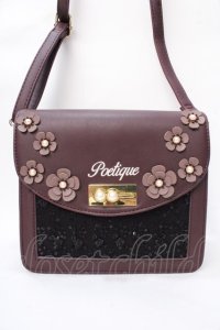 axes femme POETIQUE / 花モチーフショルダーバック  ブラウン Y-25-09-01-017-AX-BG-SZ-ZT-K019