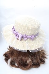 axes femme / ドットチュールカンカン帽  ベージュ Y-25-09-01-018-AX-AC-SZ-ZT-K025