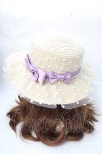 axes femme / ドットチュールカンカン帽  ベージュ Y-25-09-01-018-AX-AC-SZ-ZT-K025