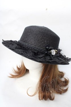 画像1: axes femme / 巻きバラレースカンカン帽  黒 Y-25-09-01-019-AX-AC-SZ-ZY