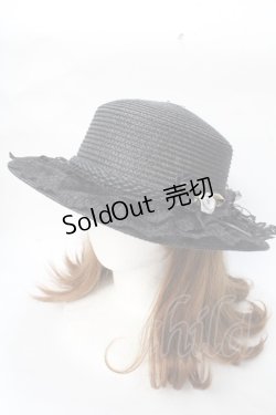 画像1: axes femme / 巻きバラレースカンカン帽  黒 Y-25-09-01-019-AX-AC-SZ-ZT-K025