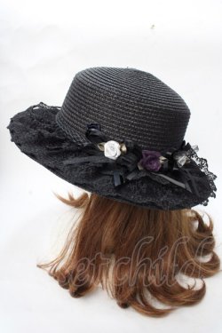 画像2: axes femme / 巻きバラレースカンカン帽  黒 Y-25-09-01-019-AX-AC-SZ-ZY