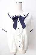 axes femme POETIQUE / 星座刺繍セーラー襟ブラウス  白 Y-25-09-01-024-AX-BL-SZ-ZY
