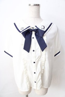 画像1: axes femme POETIQUE / 星座刺繍セーラー襟ブラウス  白 Y-25-09-01-024-AX-BL-SZ-ZY