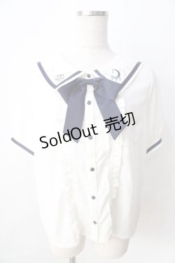 画像1: axes femme POETIQUE / 星座刺繍セーラー襟ブラウス  白 Y-25-09-01-024-AX-BL-SZ-ZY
