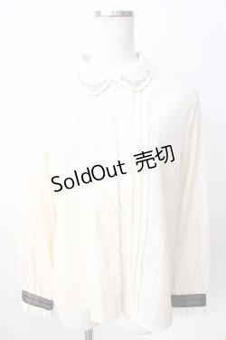 画像1: axes femme / リボンブローチ付き刺繍襟ブラウス  生成り Y-25-09-01-026-AX-BL-SZ-ZY