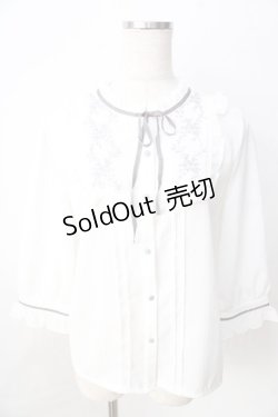 画像1: axes femme / 刺繍入りプチハイブラウス M 白 Y-25-09-01-029-AX-BL-SZ-ZI