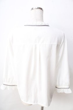 画像2: axes femme / 刺繍入りプチハイブラウス M 白 Y-25-09-01-029-AX-BL-SZ-ZY