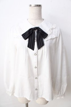 画像1: axes femme POETIQUE / レースデザインフリルブラウス  白 Y-25-09-01-033-AX-BL-SZ-ZY