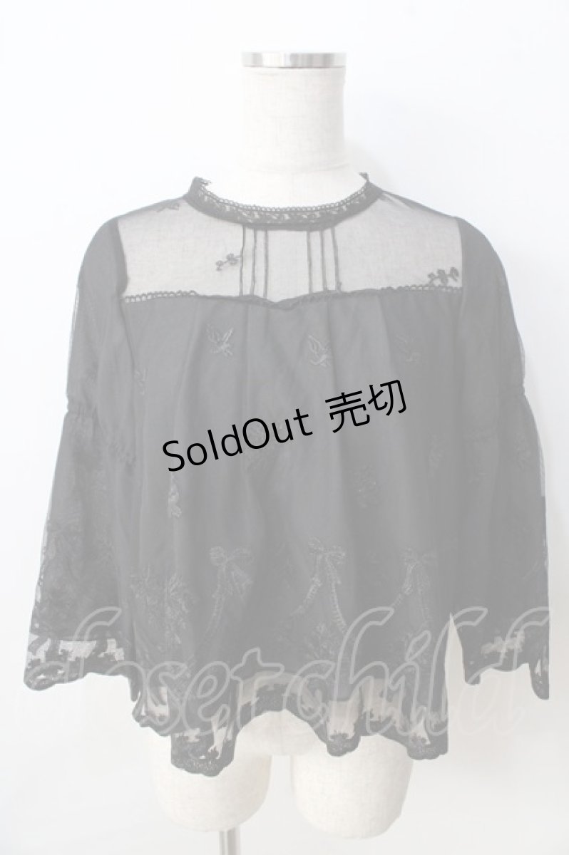 画像1: axes femme POETIQUE / リボンブーケレースブラウス M 黒 Y-25-09-01-034-AX-TO-SZ-ZI (1)