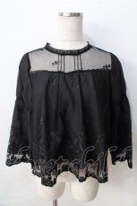 画像1: axes femme POETIQUE / リボンブーケレースブラウス M 黒 Y-25-09-01-034-AX-TO-SZ-ZI (1)