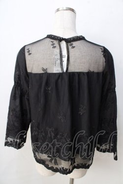 画像2: axes femme POETIQUE / リボンブーケレースブラウス M 黒 Y-25-09-01-034-AX-TO-SZ-ZY