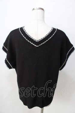 画像2: axes femme / 刺繍ステッチベスト  黒 Y-25-09-01-037-AX-TO-SZ-ZY