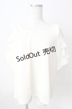画像1: axes femme / 袖チュールフラワーシフォントップス  生成り Y-25-09-05-035-AX-TO-SZ-ZY