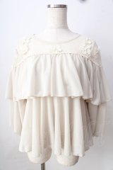 axes femme POETIQUE / フラワーモチーフドットチュールトップス  生成り Y-25-09-05-036-AX-TO-SZ-ZT221