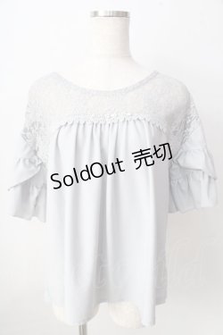 画像1: axes femme / ヨークレース変型袖プルオーバー  サックス Y-25-09-05-043-AX-BL-SZ-ZY
