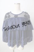 axes femme POETIQUE / フラワーモチーフドットチュールトップス  紺 Y-25-09-05-047-AX-TO-SZ-ZY