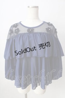 画像1: axes femme POETIQUE / フラワーモチーフドットチュールトップス  紺 Y-25-09-05-047-AX-TO-SZ-ZY