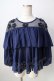 画像1: axes femme POETIQUE / フラワーモチーフドットチュールトップス  紺 Y-25-09-05-047-AX-TO-SZ-ZY (1)