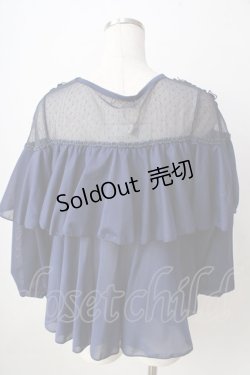 画像2: axes femme POETIQUE / フラワーモチーフドットチュールトップス  紺 Y-25-09-05-047-AX-TO-SZ-ZY