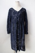 axes femme / 総柄ロングカーデ  紺 Y-25-09-05-057-AX-TO-SZ-ZY