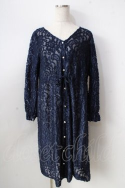 画像1: axes femme / 総柄ロングカーデ  紺 Y-25-09-05-057-AX-TO-SZ-ZY