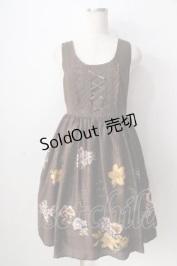 画像1: axes femme / 楽譜×鳥かご柄ワンピース  ブラウン Y-25-09-05-062-AX-OP-SZ-ZY