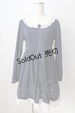 画像1: axes femme POETIQUE / ドットフリルカットワンピース  紺 Y-25-09-05-068-AX-OP-SZ-ZY