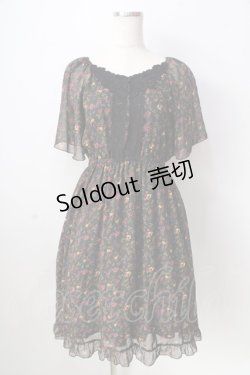 画像1: axes femme / 小花柄シフォンワンピース  グリーン Y-25-09-05-070-AX-OP-SZ-ZY