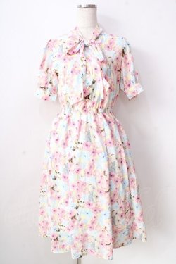 画像1: axes femme POETIQUE / フラワーキャットボウタイワンピース  イエロー Y-25-09-05-072-AX-OP-SZ-ZT120