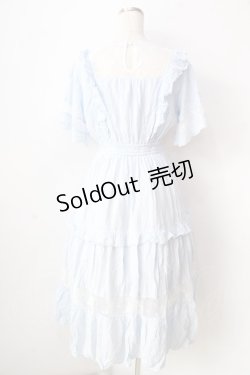 画像2: axes femme POETIQUE / フラワー刺繍ピナフォアワンピース  サックス Y-25-09-05-073-AX-OP-SZ-ZY