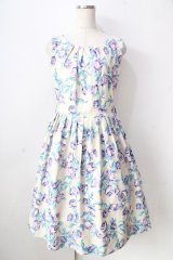 an another angelus / フラワープリントマルバックルベルトノースリーブワンピース  生成り Y-25-09-05-083-CA-OP-SZ-ZY