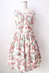 an another angelus / フラワープリントマルバックルベルトノースリーブワンピース  生成り Y-25-09-05-084-CA-OP-SZ-ZY